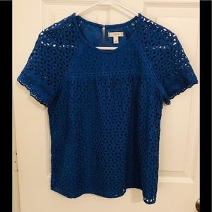 Cobalt blue eyelet lace blouse